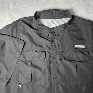 Realtree Fishing Mens 3XL Black Short Sleeve Button Down Utility Shirt see pics